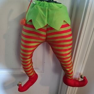 Dr. Seuss Striped Elf Legs with Bells - Red and Green